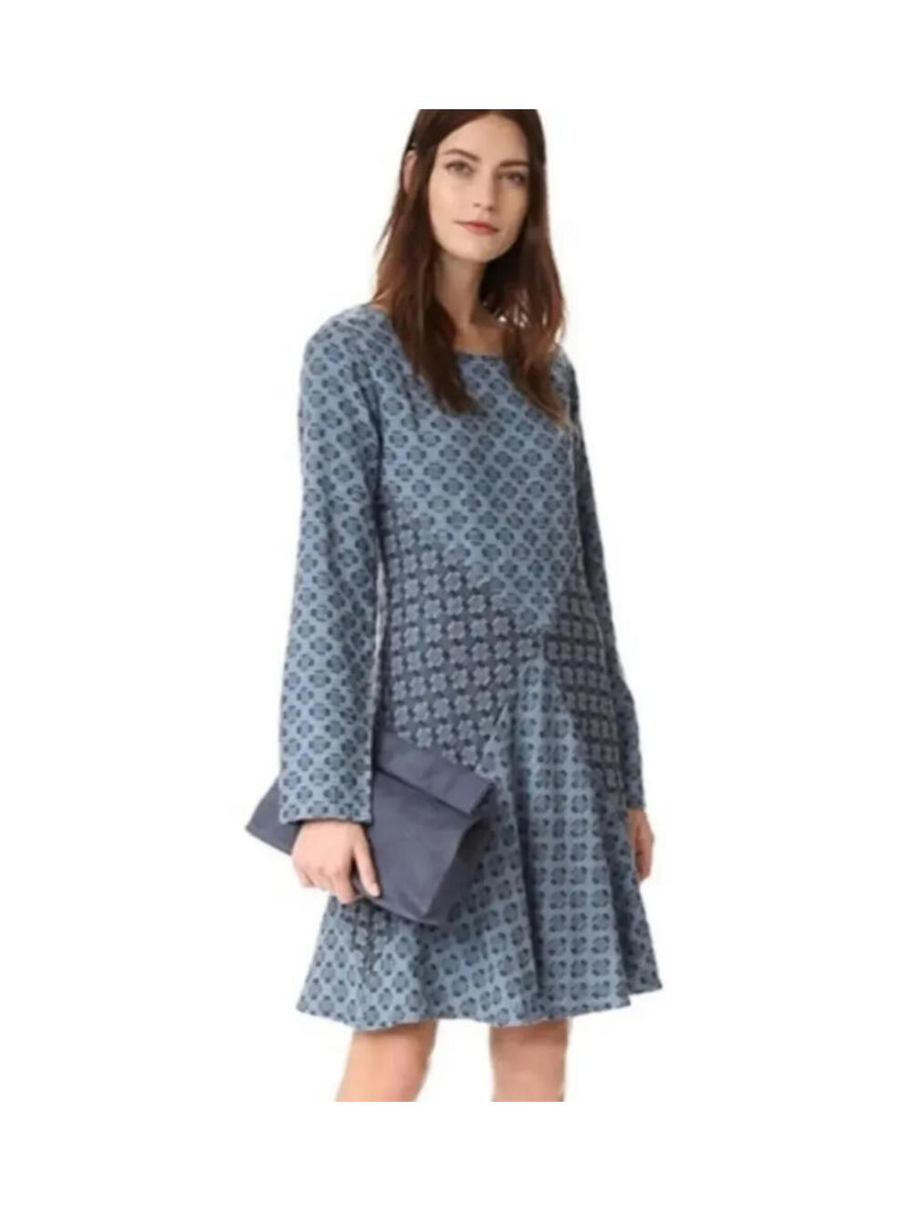 Ace & Jig Court Blue Jacquard Longsleeve Dress, Size M, $358, NWT, 75% OFF! #136